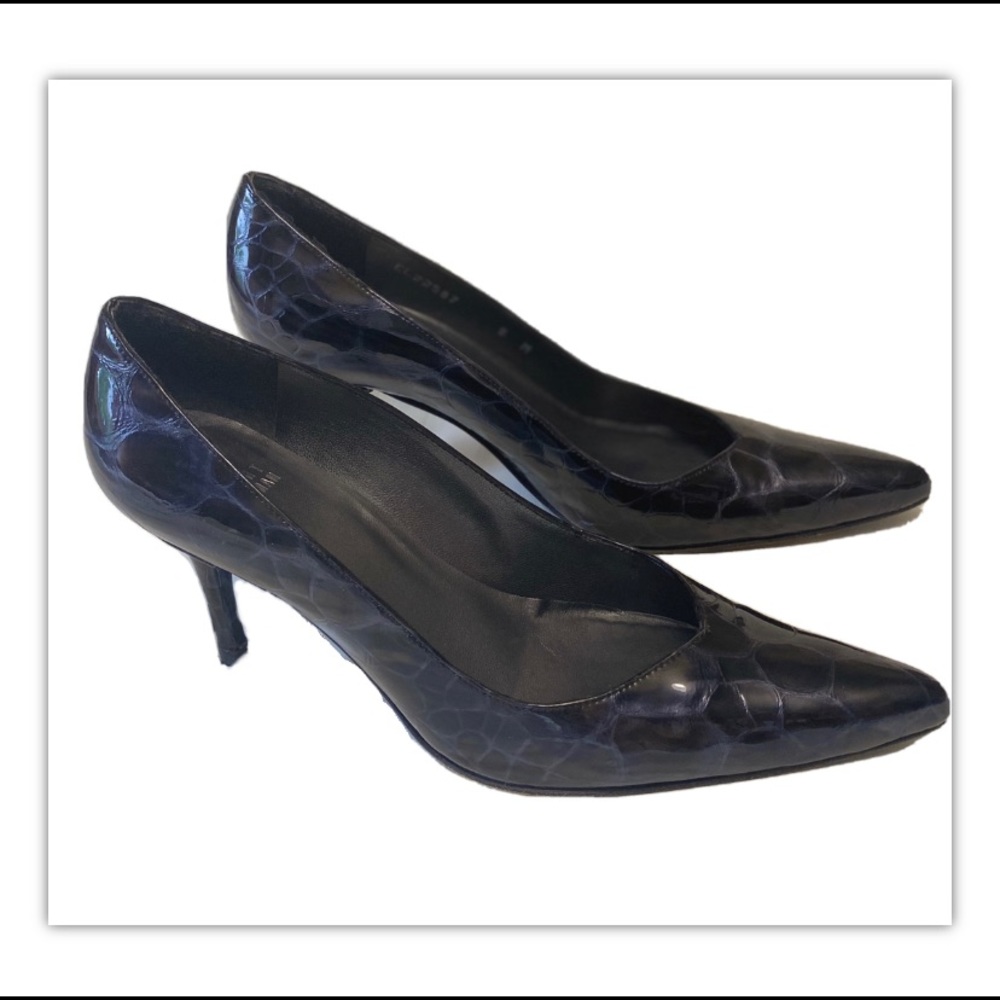 Stuart Weitzman snake skin patent leather pumps 8